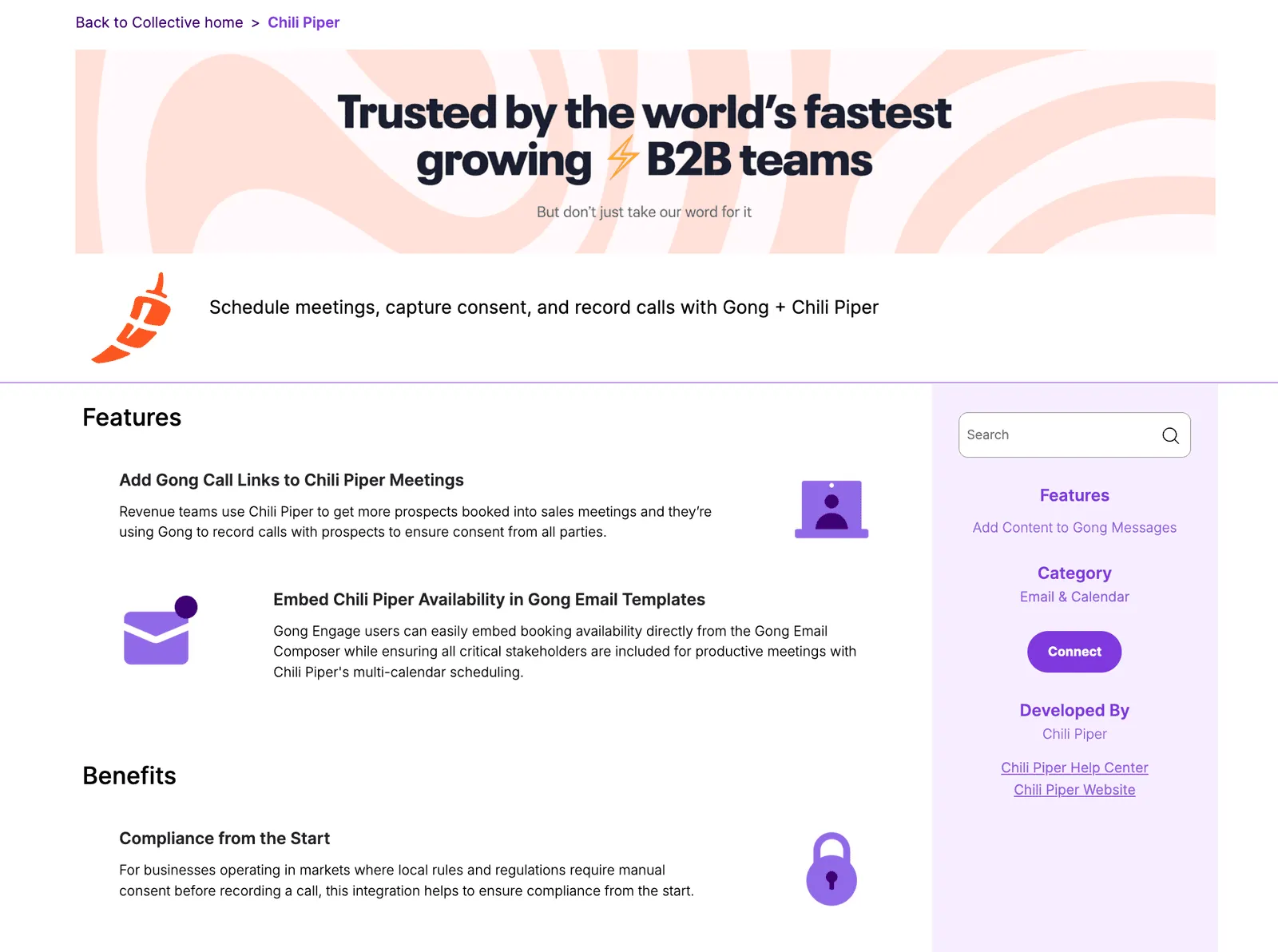 Gong's App Marketplace screenshot