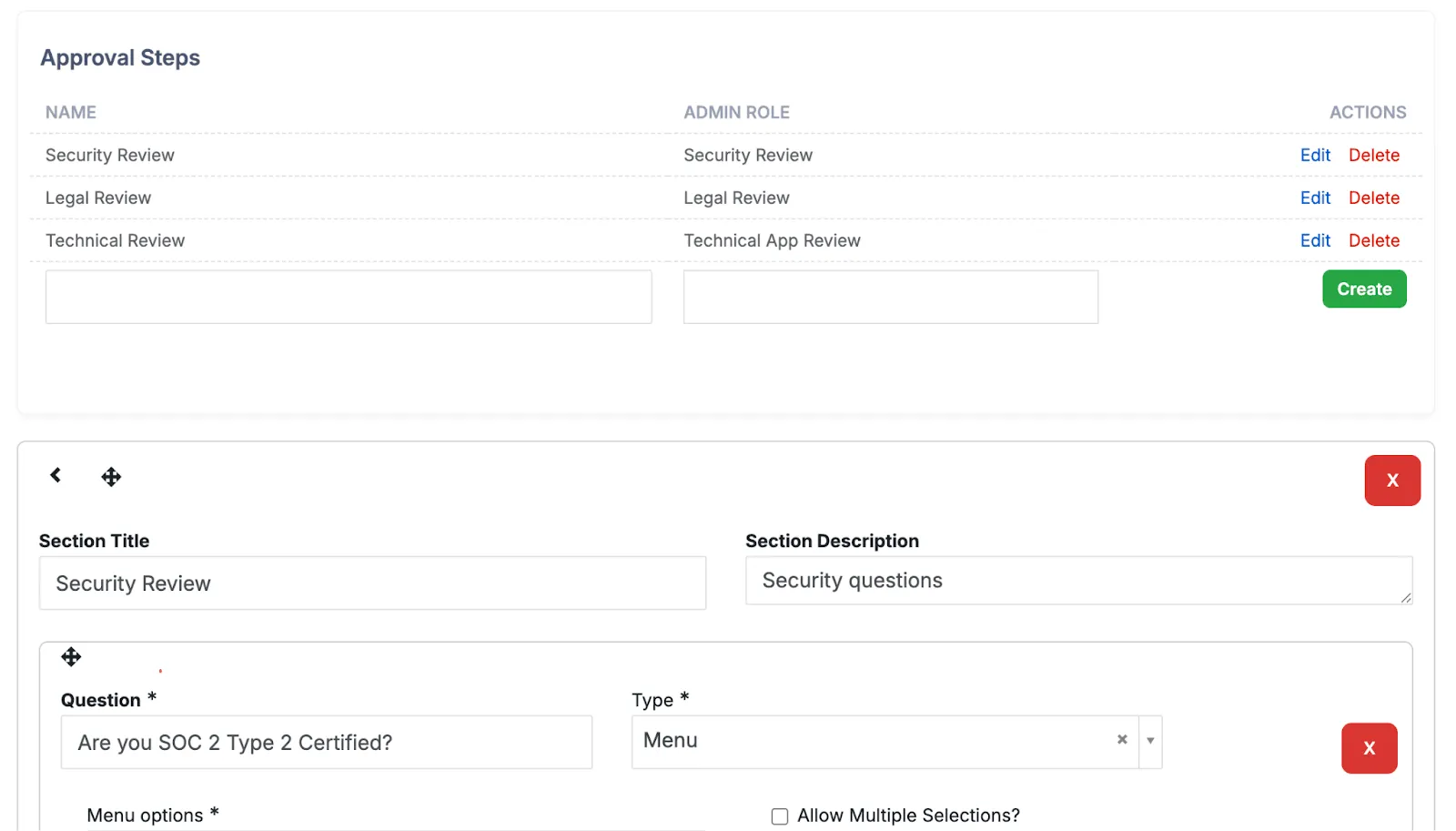Example submission form builder.