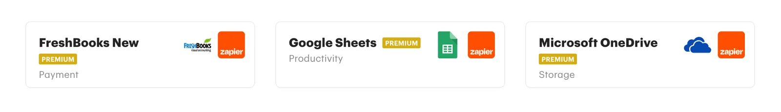 A screenshot showing Zapier badges on a marketplace.