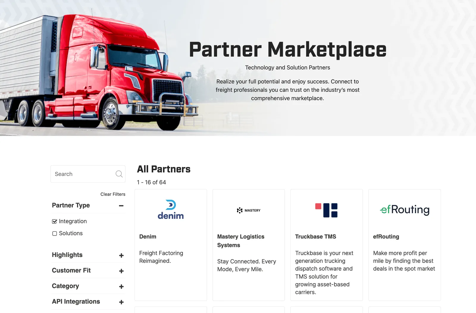 Truckstop's partner marketplace