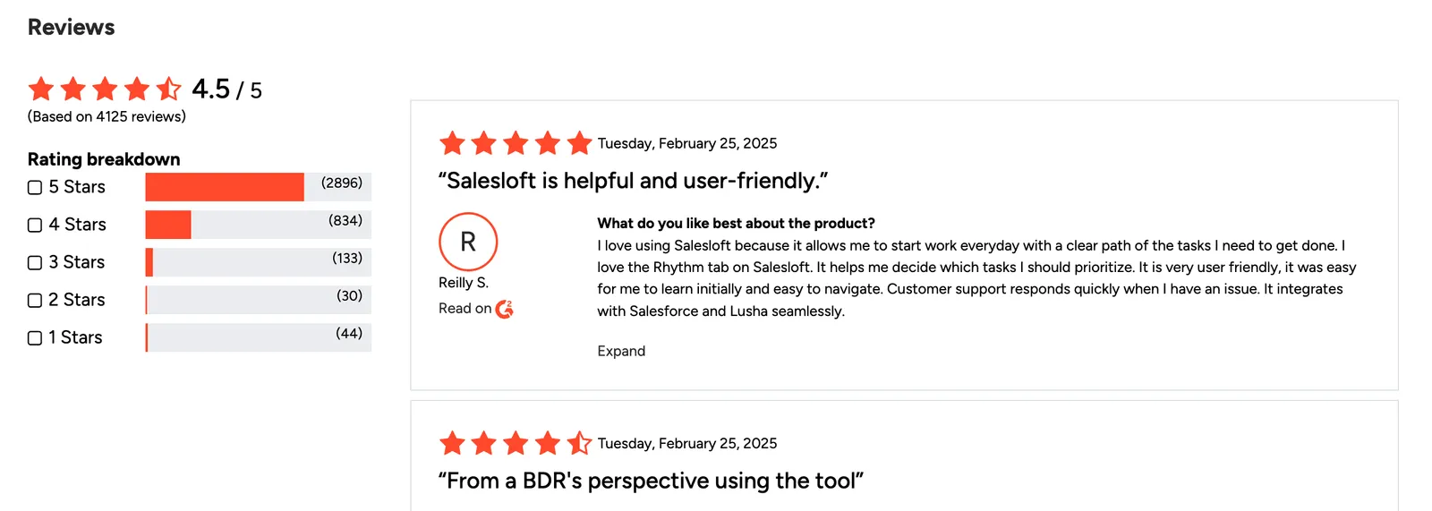 G2 reviews