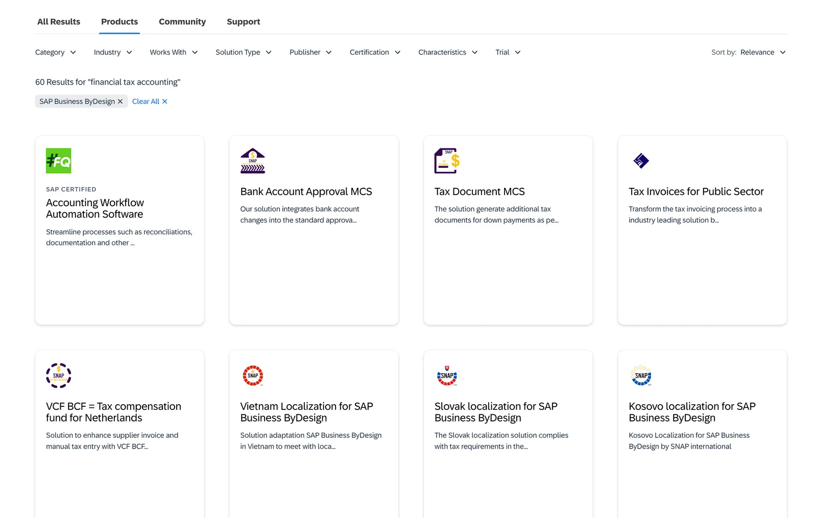 SAP product marketplace