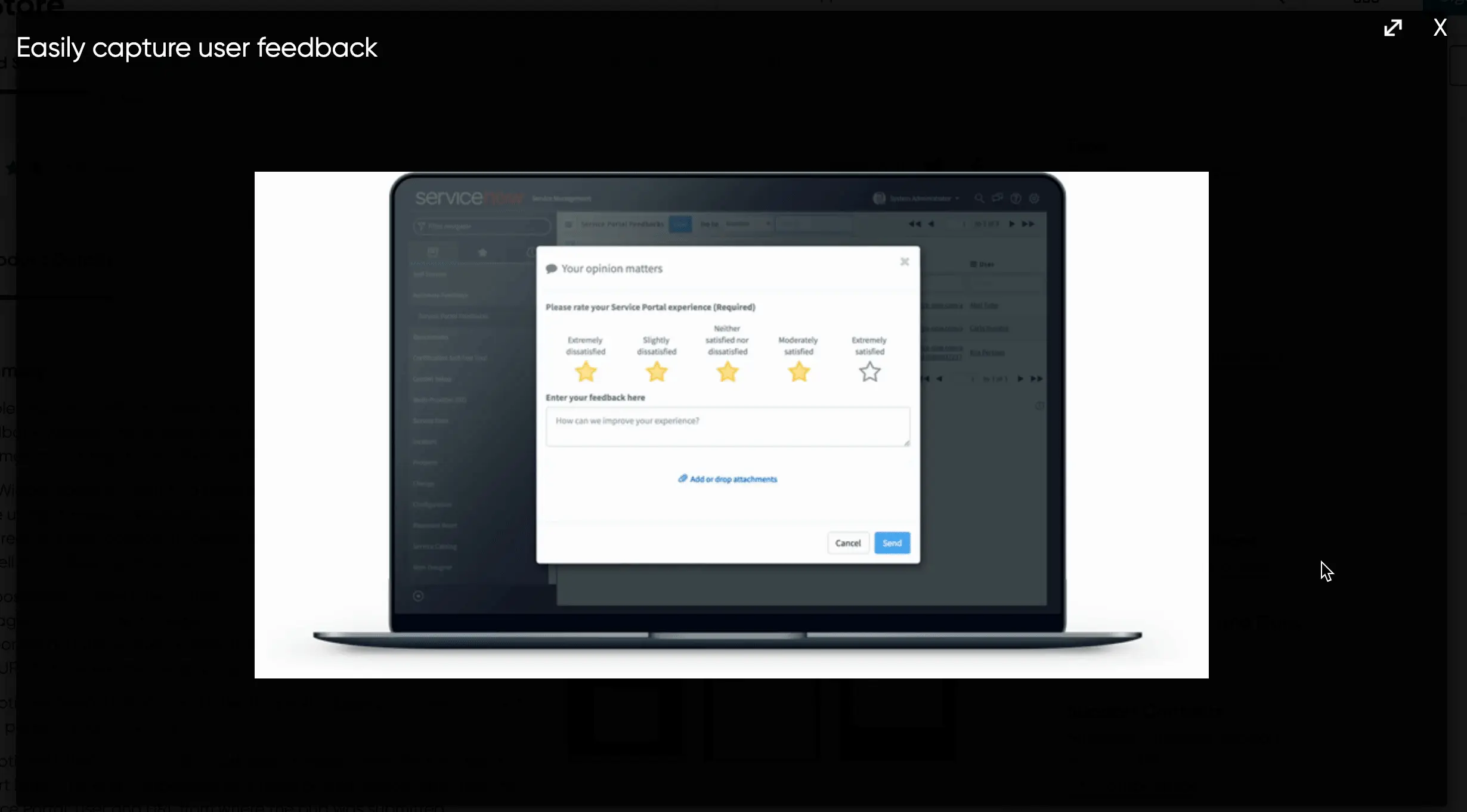 A gif of screenshots on the ServiceNow store app listing.